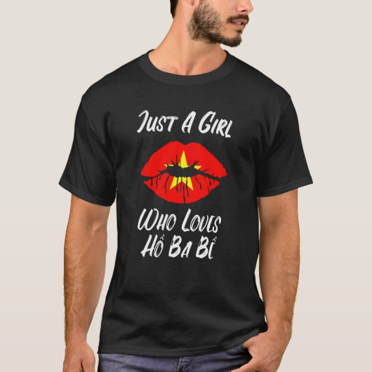 Lips Mouth Love Vietnamese Flag Ho Ba Be Tシャツ (正面)