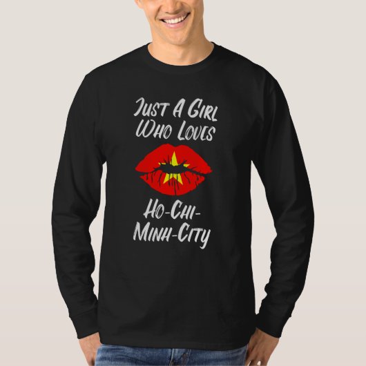 Lips Mouth Love Vietnamese Flag Ho Chi Minh City Tシャツ (正面)