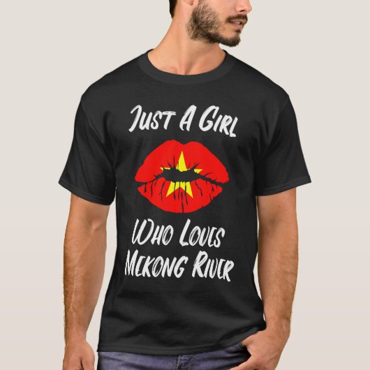 Lips Mouth Love Vietnamese Flag Mekong River Tシャツ (正面)
