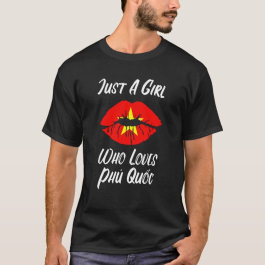 Lips Mouth Love Vietnamese Flag Phu Quoc Tシャツ (正面)