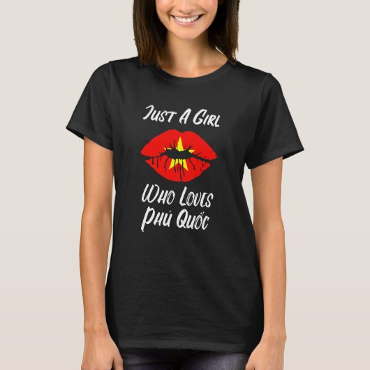 Lips Mouth Love Vietnamese Flag Phu Quoc Tシャツ (正面)