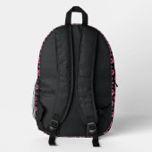 Lips Pattern Cute Pink & Black プリントバックパック (裏面)