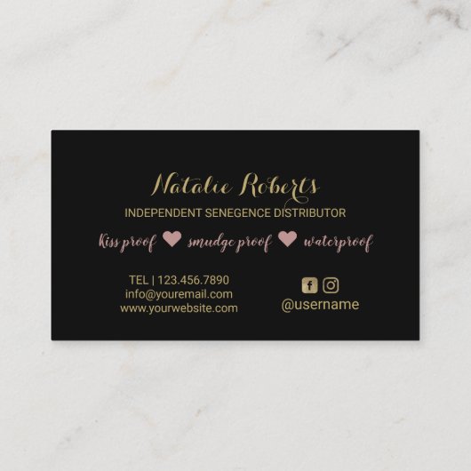 LipSenseのディストリビューターのばら色の金ゴールドの唇のメーキャップアーティスト 名刺 (裏面)