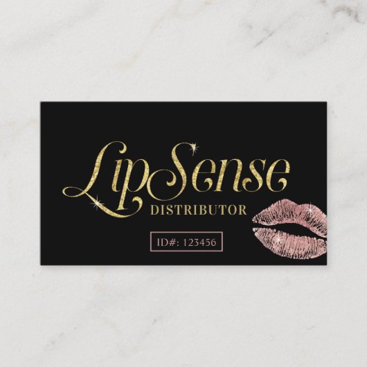 LipSenseのディストリビューターのばら色の金ゴールドの唇のメーキャップアーティスト 名刺 (正面)