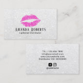 Lipsenseのディストリビューターのピンクの唇の銀のグリッター 名刺 (正面/裏面)