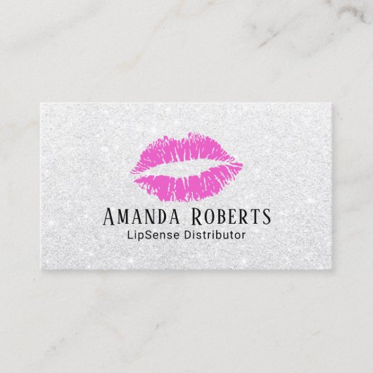 Lipsenseのディストリビューターのピンクの唇の銀のグリッター 名刺 (正面)
