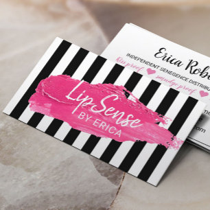 Lipsenseのディストリビューターのモダンのストライプなメーキャップアーティスト 名刺
