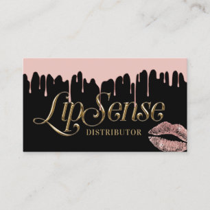 LipSenseのディストリビューター3Dの原稿のばら色に金ゴールドの滴ること 名刺