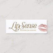 LipSenseのディストリビューター3Dの原稿のばら色の金ゴールドの唇 スキニー名刺 (正面)
