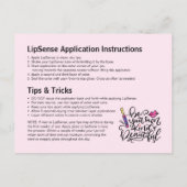 LipSenseアプリケーション、ヒント、コツ、剥離 案内ポストカード (裏面)