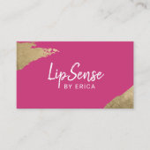 LipSenseディストリビューター金ゴールドストロークホットピンクメイクアップ 名刺 (正面)