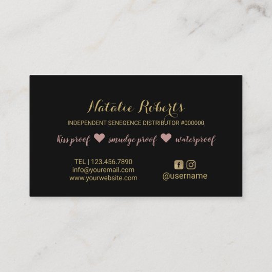 LipSenseディストリビューター3Dスクリプトバラ金ゴールド滴下 名刺 (裏面)