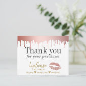 LipSense ディストリビューター ローズゴールド ドリッピング サンクス ポストカード (スタンド正面)