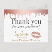 LipSense ディストリビューター ローズゴールド ドリッピング サンクス ポストカード (正面)