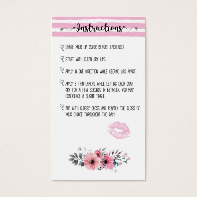Lipsense Intructions card (正面)