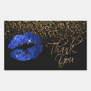 LipsenseSeneGence Thank You – 青い唇 長方形シール