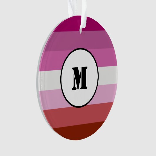 Lipstick lesbian pride flag design with monogram o オーナメント (正面)