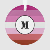 Lipstick lesbian pride flag design with monogram o オーナメント (裏面)