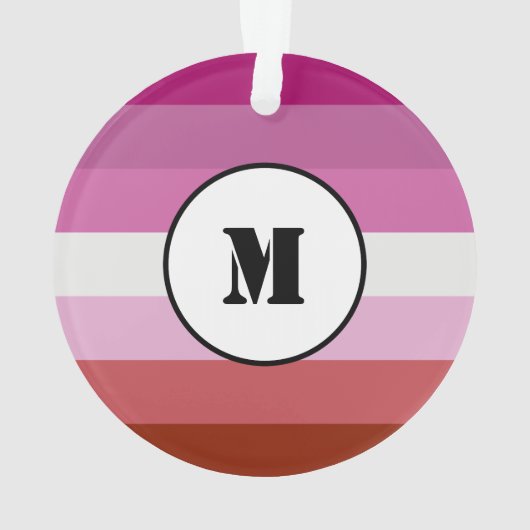 Lipstick lesbian pride flag design with monogram o オーナメント (裏面)
