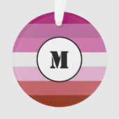 Lipstick lesbian pride flag design with monogram o オーナメント (正面)