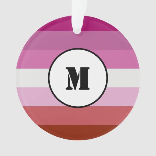Lipstick lesbian pride flag design with monogram o オーナメント (正面)