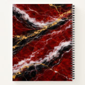 Lipstick Red Marble with Black, White & Gold Veins ノートブック (裏面)