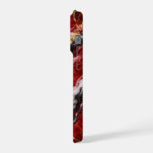 Lipstick Red Marble with Black, White & Gold Veins iPhoneケース (左側面)