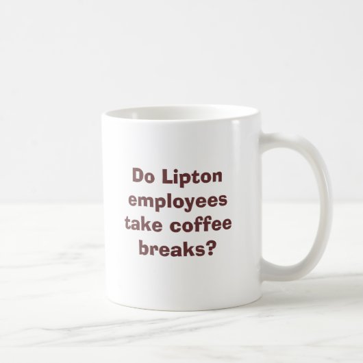 Liptonの従業員は休憩を取りますか。 コーヒーマグカップ (右)
