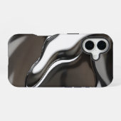 Liquid Chrome Flow 抽象的なメタリックデザイン iPhone 16ケース (裏面横)