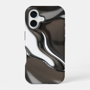 Liquid Chrome Flow 抽象的なメタリックデザイン iPhone 16ケース