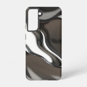 Liquid Chrome Flow 抽象的なメタリックデザイン Samsung Galaxyケース (裏面)