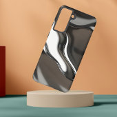 Liquid Chrome Flow 抽象的なメタリックデザイン Samsung Galaxyケース
