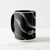 Liquid Chrome Motion Pattern | 未来の女性向けデザイン マグカップ (正面左)