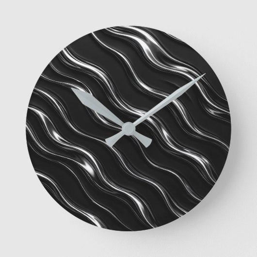 Liquid Chrome Motion Pattern | 未来の女性向け ラウンド壁時計 (正面)