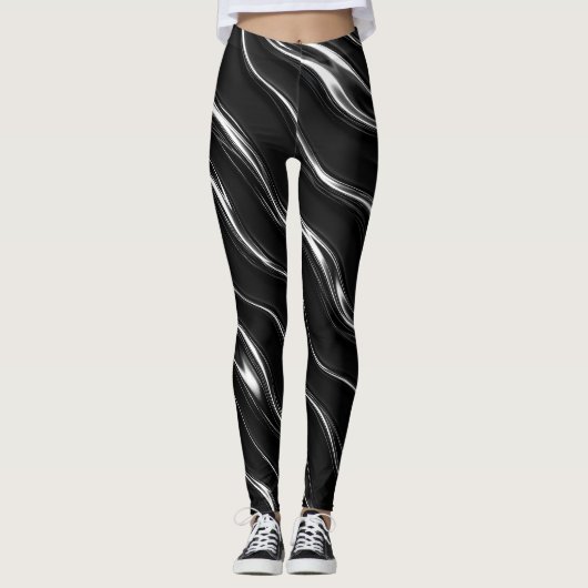 Liquid Chrome Motion Pattern | 未来の女性向け レギンス (正面)