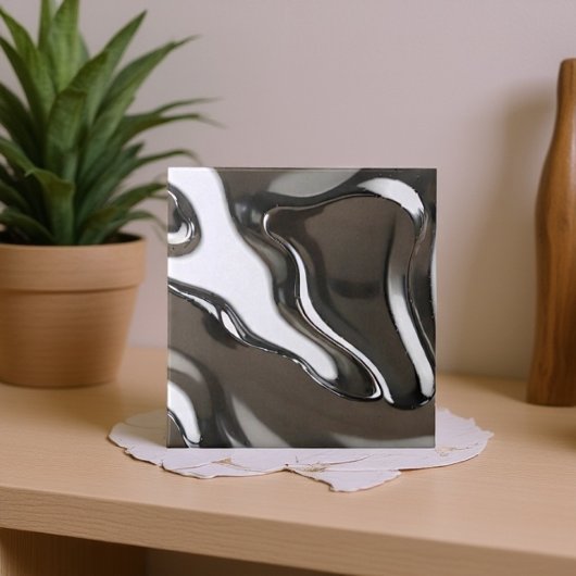 Liquid Chrome Waves  Abstract Metallic タイル