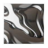 Liquid Chrome Waves  Abstract Metallic タイル (正面)