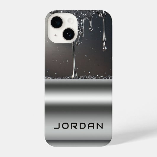 Liquid Dripping glossy metallic aesthetic design iPhoneケース (裏面)