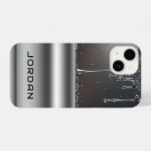 Liquid Dripping glossy metallic aesthetic design iPhoneケース (裏面横)