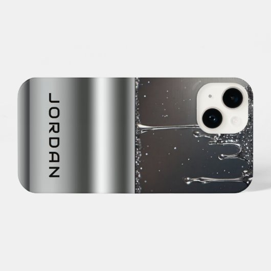 Liquid Dripping glossy metallic aesthetic design iPhoneケース (裏面横)