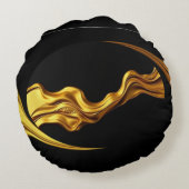 Liquid Gold Black Monochrome Christian Achempong ラウンドクッション (裏面)