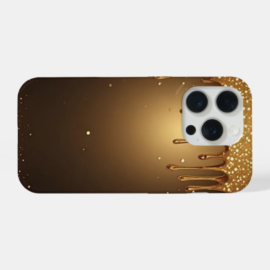 💛 Liquid Gold Drip Elegance Glitter Luxe ✨👑 iPhoneケース (裏面横)