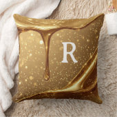 Liquid Gold Drip Glitter Bokeh Luxury Glam クッション (ブランケット)