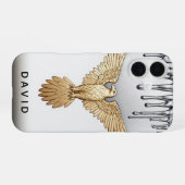 🦅 Liquid Gold Eagle Name Flow カスタムメタル iPhone 16ケース (裏面横)