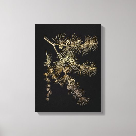 Liquid Gold pine tree branch Plants nature art  キャンバスプリント (正面)