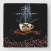 Liquid Hug for the Senses Coffee Wall Clock スクエア壁時計 (正面)