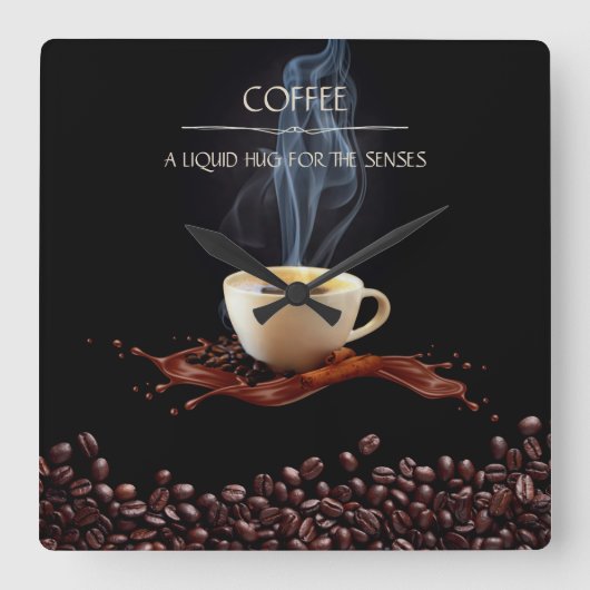 Liquid Hug for the Senses Coffee Wall Clock スクエア壁時計 (正面)