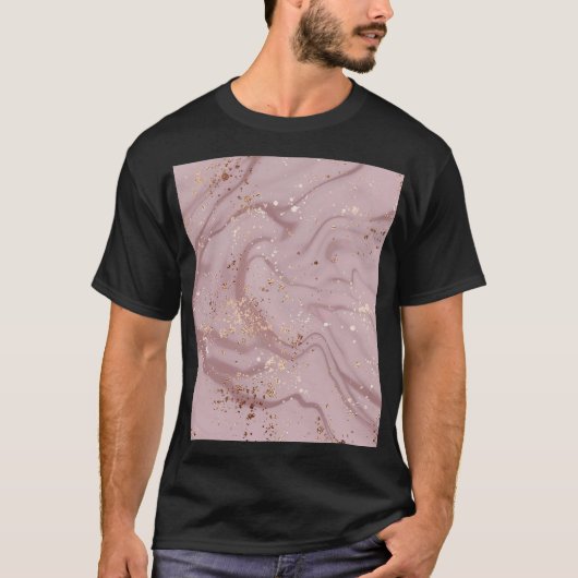 Liquid Marble:バラ金ゴールド芸術。 Tシャツ (正面)