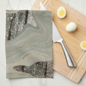Liquid Marble Wave Glitter Glam 1 キッチンタオル (四つ折り)