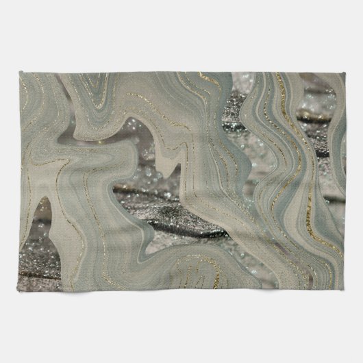 Liquid Marble Wave Glitter Glam 1 キッチンタオル (横)